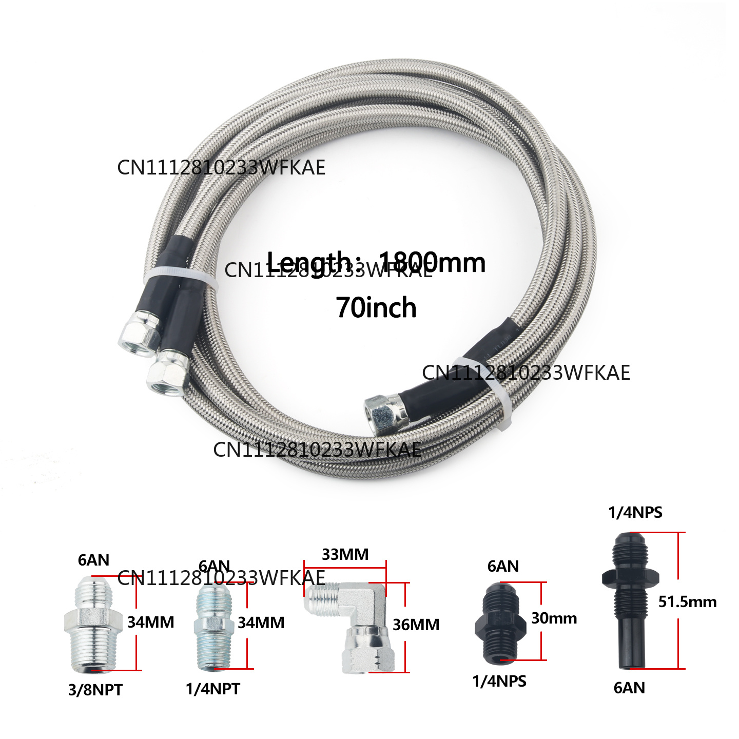 6AN 70 Inch Stainless Steel Br - Braided Line recension och pris